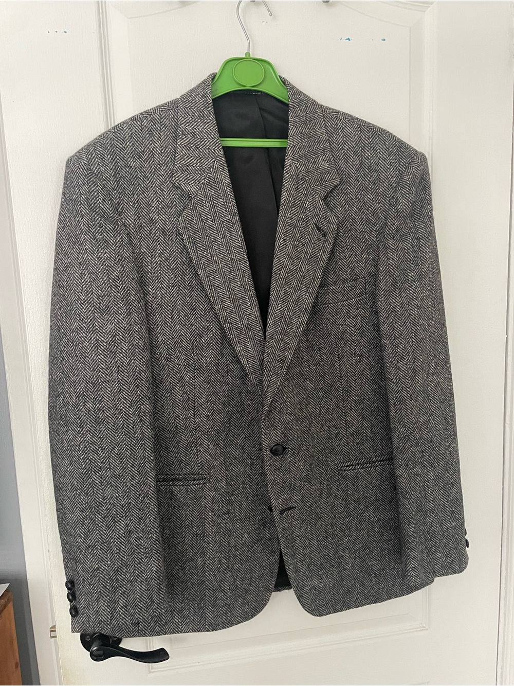 Vintage 100% wool herringbone grey blazer 40R